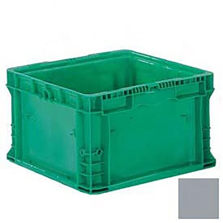 Solid Straight Wall Storage Container, 16 in L x 15 in W, Gray, Polyethylene